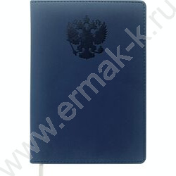 Бизнес-блокнот  64л А4 тв.обл. иск.кожа "Emblem" /синий /закругленные уголки /1 ляссе | Фото 1
