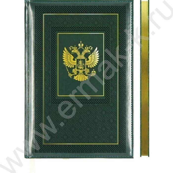 Бизнес-блокнот  64л А4 тв.обл. иск.кожа "Symbol" /зеленый /золотой срез /закруг. уголки /1 ляссе | Фото 1