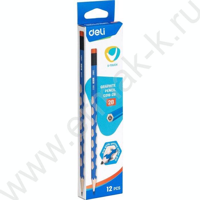 Карандаш ч/гр с ластиком 2B "U-Touch" шестигранный /с засечками | Фото 3