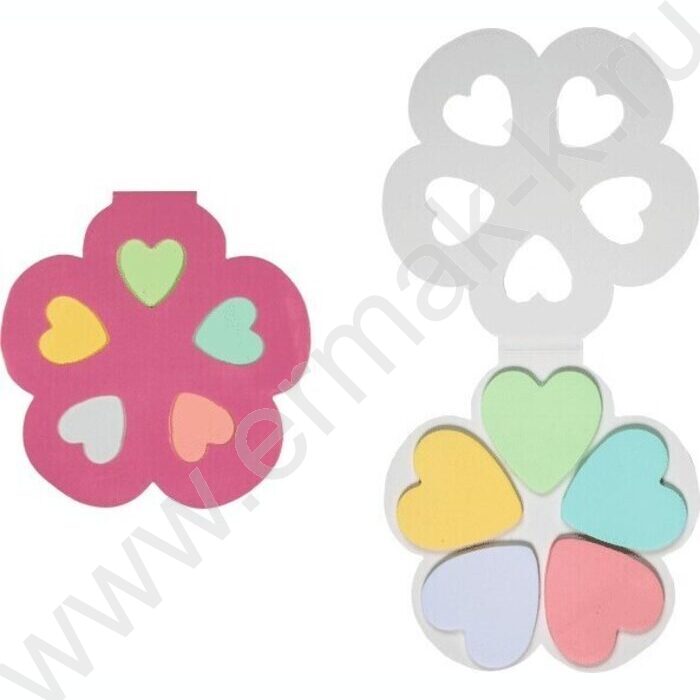 Бумага д/записей  Ø93мм /40*40мм, 5*20л, 80г/м², "Heart" 5 дизайнов, с липким краем | Фото 1
