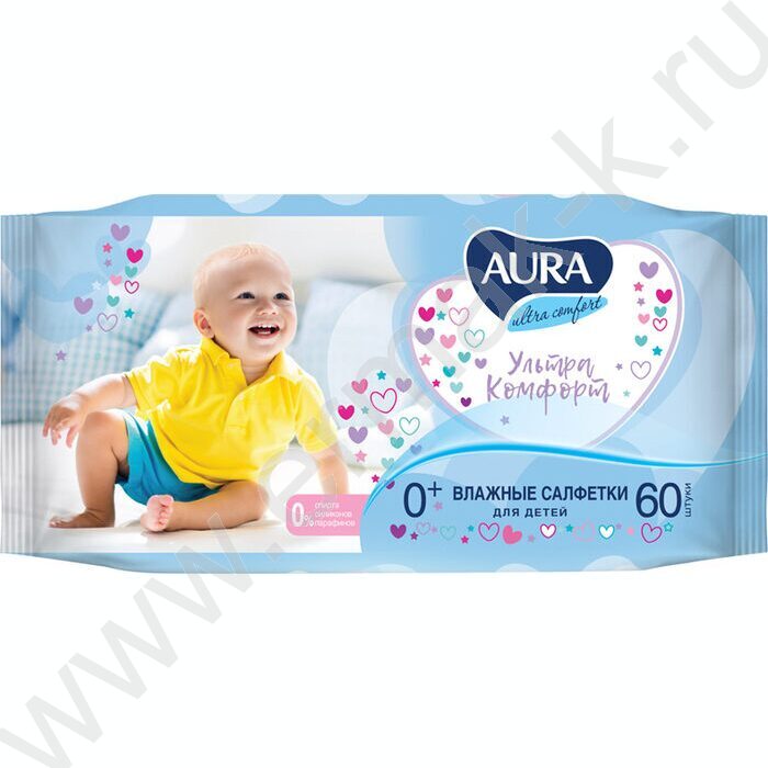 Салфетки влажные  60шт "Ultra comfort" /детские, с алоэ /с клапаном | Фото 1