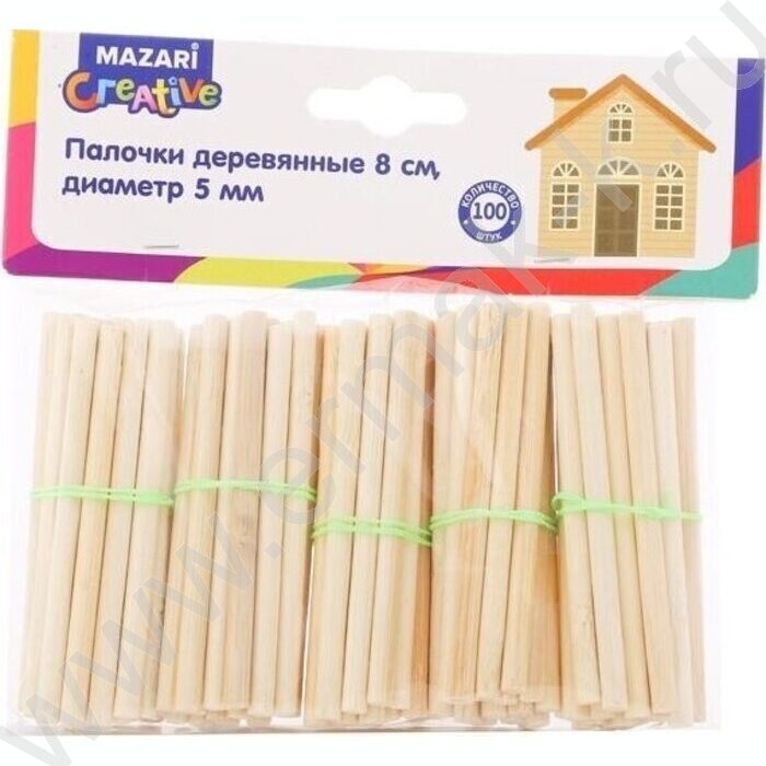 Деревянные палочки круглые  8см d 5мм 100шт | Фото 2