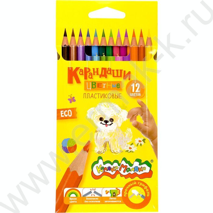 Карандаши пластиковые 12цв Каляка-Маляка /шестигранные /4М, d грифеля-3мм /карт. уп. | Фото 1