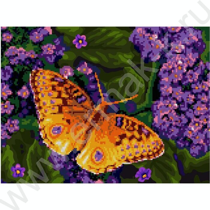 Мозаика алмазная 30*40см Фиолетовые цветочки частичное заполнение | Фото 1