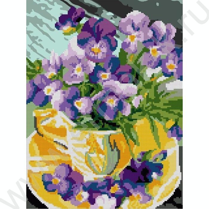 Мозаика алмазная 30*40см Фиалки частичное заполнение | Фото 1