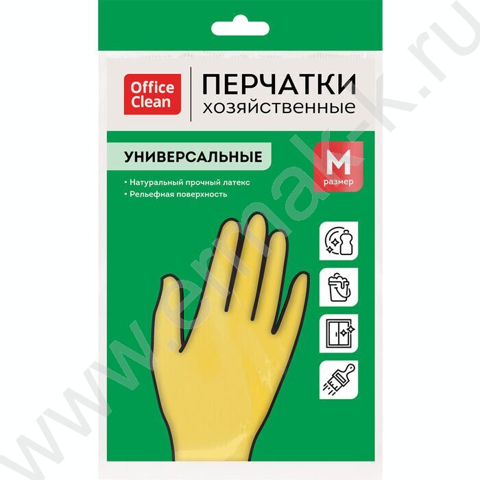 Перчатки резиновые хозяйственные М "Универсальные" /желтые /пакет с европодвесом | Фото 6