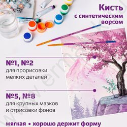 Кисть набор  5шт /синтетика, круглые №1,2,5, плоские №5,8 /европодвес | Фото 9