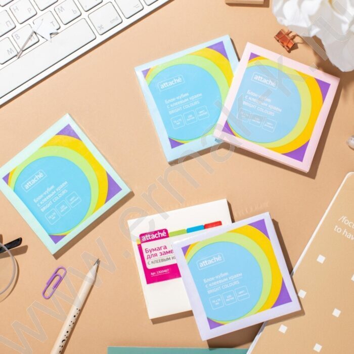 Бумага д/записей  76*76мм /100л, 62г/м², голубая с липким краем "Bright colours" | Фото 8