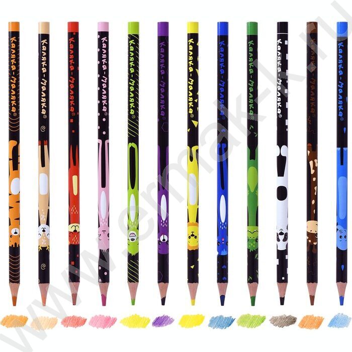 Карандаши  12цв Каляка-Маляка С персонажами/кругл. корп. пластик карт.уп. принт на корпусе | Фото 3