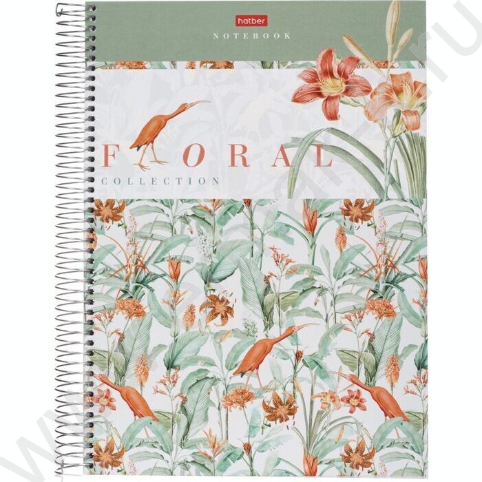Тетрадь 160л А4 клетка/спираль/тв.обл. "Floral collection" /многоуров.перфорация | Фото 1