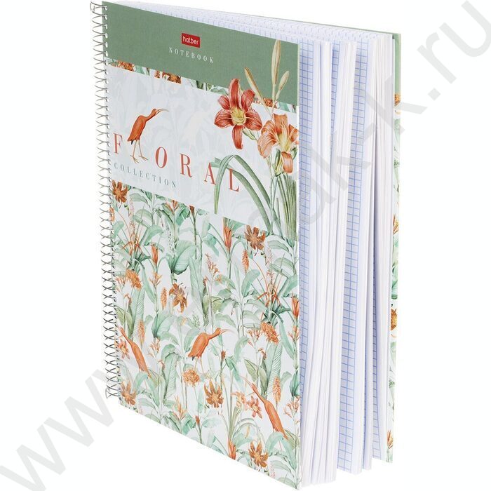 Тетрадь 160л А4 клетка/спираль/тв.обл. "Floral collection" /многоуров.перфорация | Фото 2
