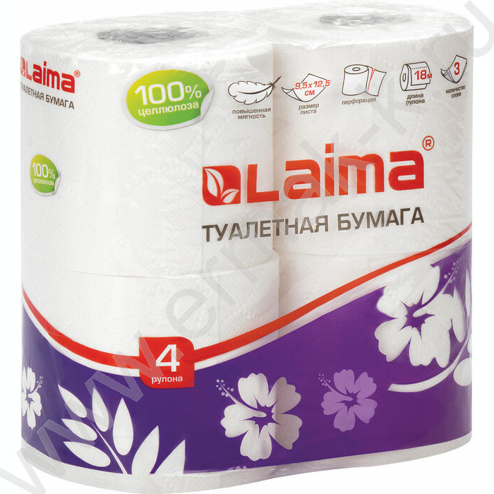 Бумага туалетная 3-сл 4рул./уп /белая | Фото 1