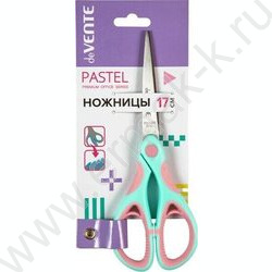 Ножницы 17см Pastel двухцветные прорез. кольца с лепестками, картон. блистер | Фото 1