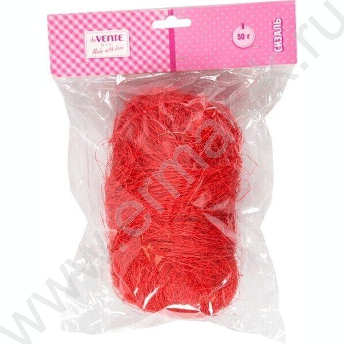 Волокно сизалевое натуральное /красное, 50г /блистер | Фото 1