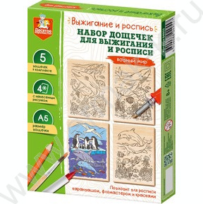 Набор д/творчества Набор для выжигания и росписи Водный мир А5 5шт