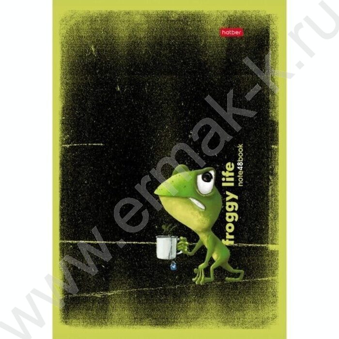 Тетрадь  48л А4 клетка "Лягух Кир" /мат.лам.тиснение/ 5видов | Фото 1