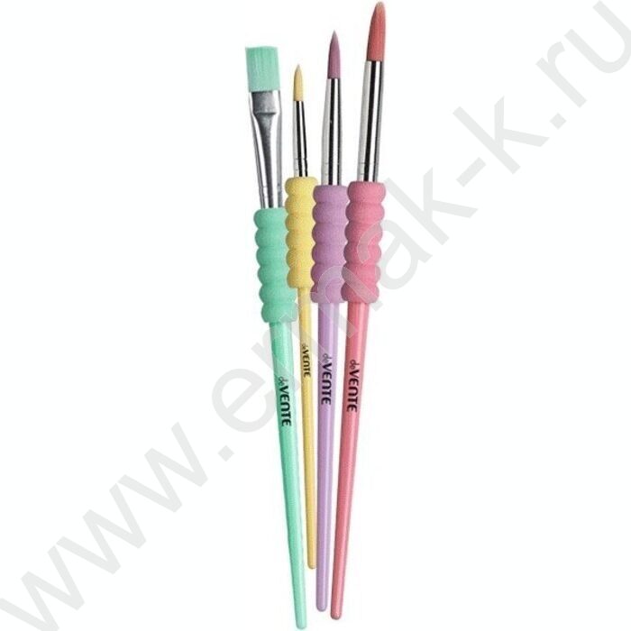 Кисть набор  4шт /синтетика круг. № 4, 8, 12, плоская № 10 / "Pastel" | Фото 2