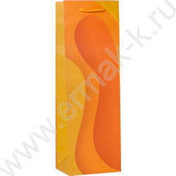 Пакет подарочный с матовой лам. 157гр 12*36*8,5см (Бутылка) Стильные волны,желтые | Фото 1