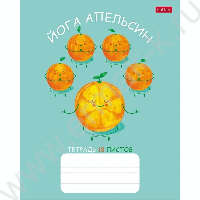 Тетрадь  18л клетка "Апельсиновая йога"  5видов | Фото 2