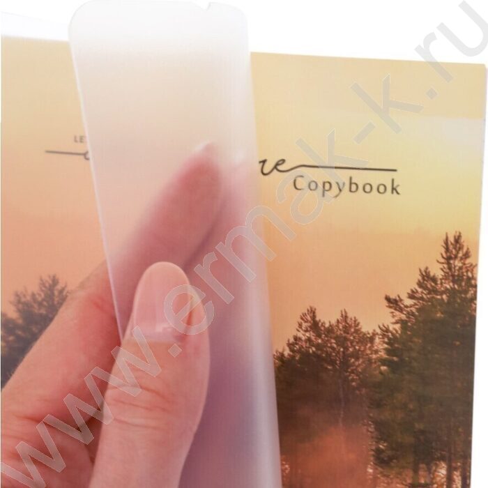 Тетрадь 120л клетка/кольца "Пейзаж в дымке" /с перфорацией, обл.пластик,резинка/ | Фото 3