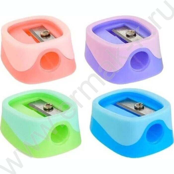 Точилка 1отв. пластик  /4 цвета-комбинированные, в банке | Фото 1