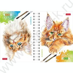 Зап. книжка  80л А6 спираль/тв.обл./двойная "Рыжий котик" | Фото 1