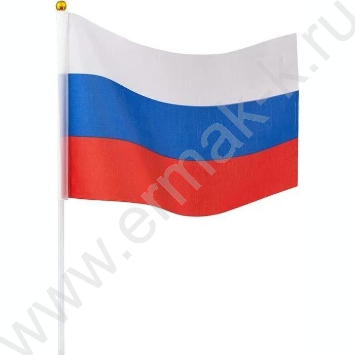 Флаг РФ триколор 16*24см на пластиковой трубочке,материал-искусственный шёлк | Фото 1