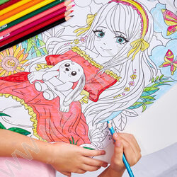 Раскраска А3 в стиле ANIME.Девочка с зайкой | Фото 6