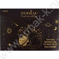 Папка-конверт на кнопке А4 "Zodiac"  непрозрачн с рисунком, тиснение фольгой, 180мкм | Фото 1