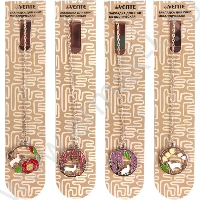 Закладка металлическая "Cute Cat" с клипсой и подвесом на цепочке./ассорти | Фото 1