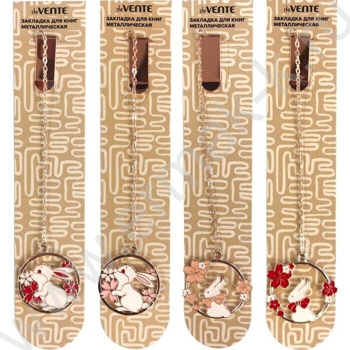 Закладка металлическая "Funny Rabbit" с клипсой и подвесом на цепочке./ассорти | Фото 1