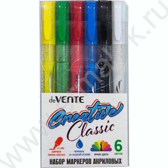 Маркер акриловый /набор  6цв/ "Creative Classic" Классические цвета | Фото 1
