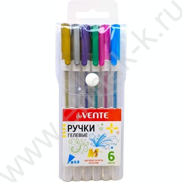 Ручка гелевая /набор  6цв/ 0,8мм "Hit Metallic" цвета металлик, прозрачно-матовый корпус /блисте | Фото 1