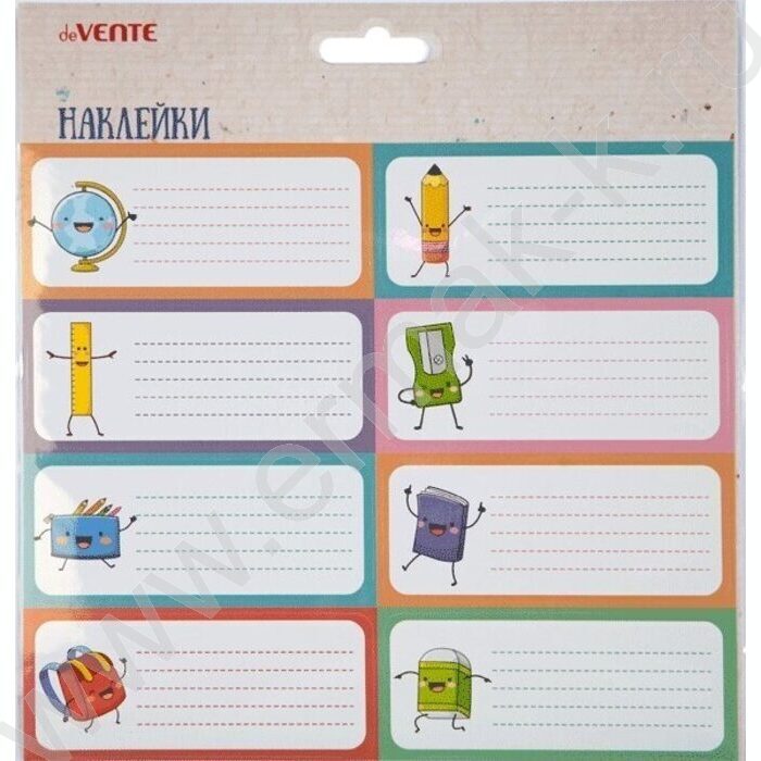 Наклейки на тетради "Ура! Школа!" 40*96мм, набор - 8шт /блистер | Фото 1