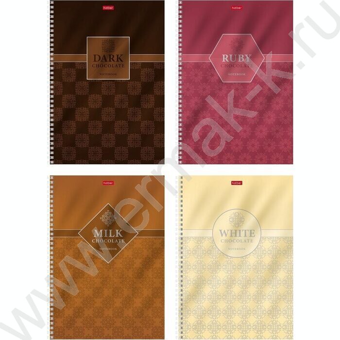 Тетрадь  96л А4 клетка/спираль "Chocolate" /металлизиров. картон, выб лак/ ассорти | Фото 1