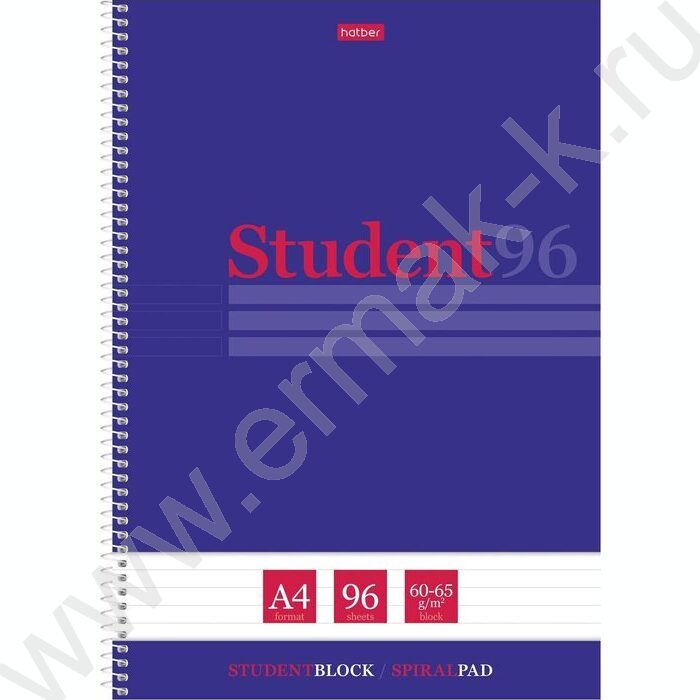 Тетрадь  96л А4 линейка/спираль "Студенту- Синяя" /мат.ламин,тиснение/ ассорти | Фото 1
