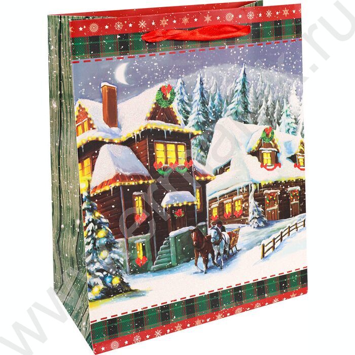 Пакет подарочный с мат. лам. и глиттером 18*23*10см Сказочный двор | Фото 1