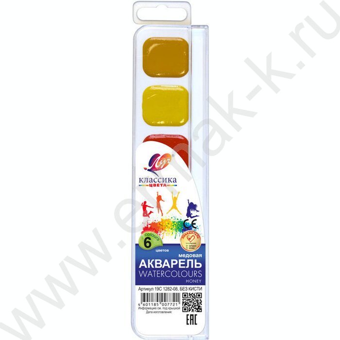 Акварель медовая  6цв  Классика б/кисточки п/у | Фото 1