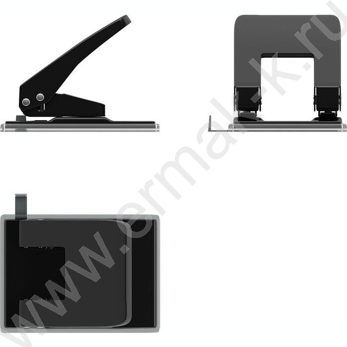 Дырокол  40л метал Quadro Classic /линейка/ чёрный | Фото 2