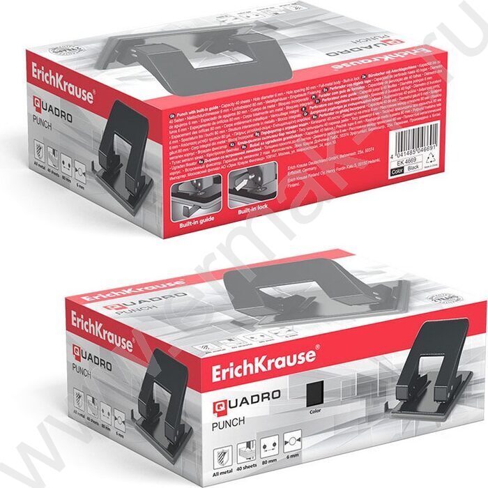 Дырокол  40л метал Quadro Classic /линейка/ чёрный | Фото 3