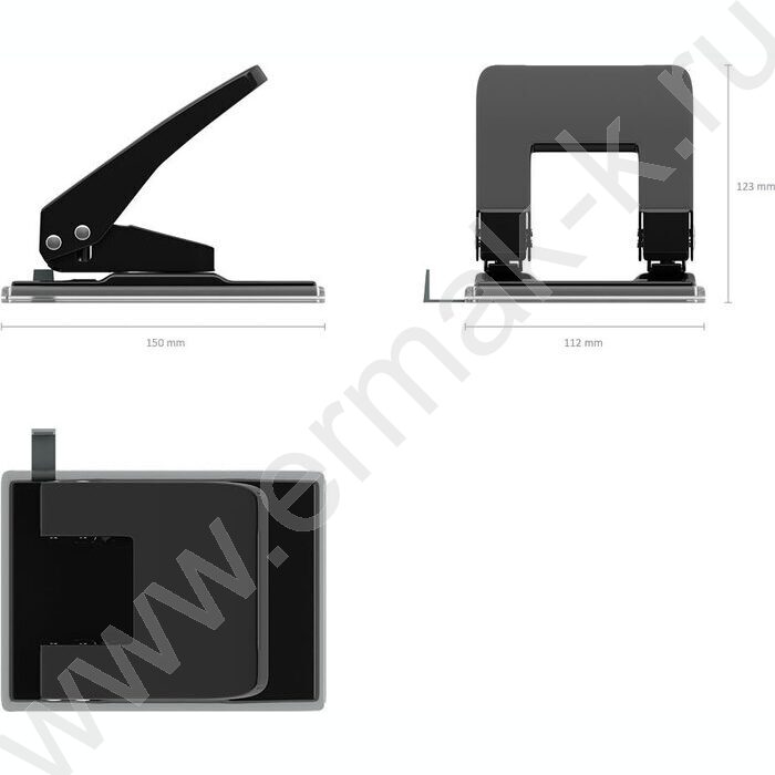 Дырокол  40л метал Quadro Classic /линейка/ чёрный | Фото 4