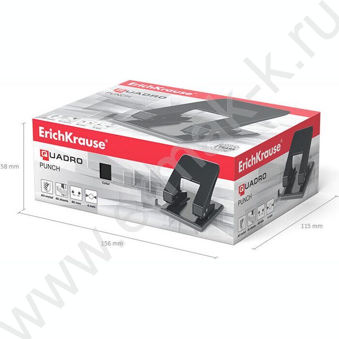 Дырокол  40л метал Quadro Classic /линейка/ чёрный | Фото 5