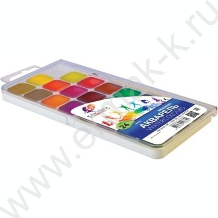 Акварель медовая 24цв  Классика с кисточкой п/у | Фото 2