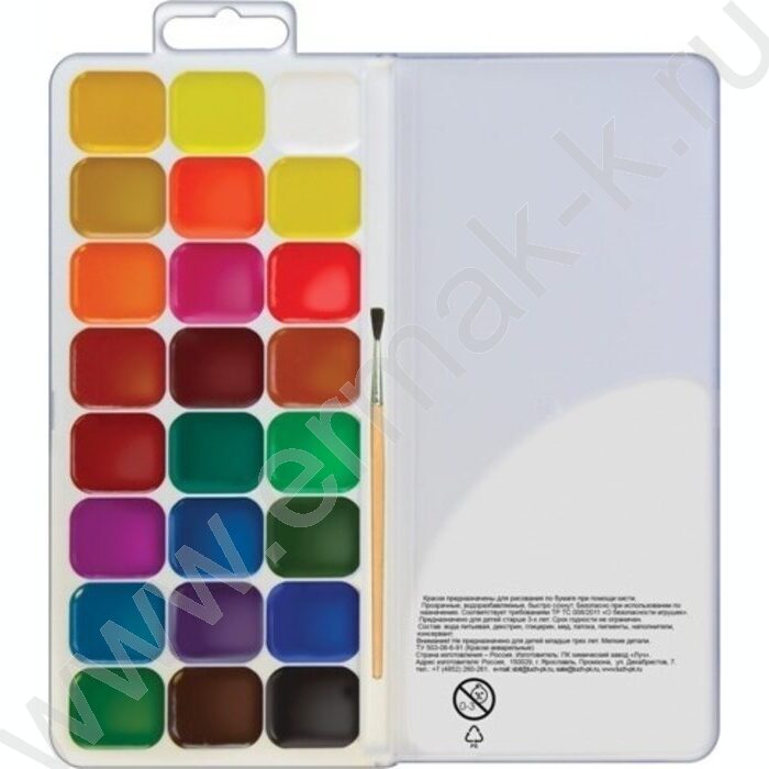 Акварель медовая 24цв  Классика с кисточкой п/у | Фото 3