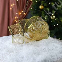 Новогодняя лента "Золотистые брызги" 6.3*270см | Фото 5