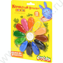 Мелки восковые 12цв "Морковки"  /фигурные /диаметр 23мм /европодвес | Фото 2