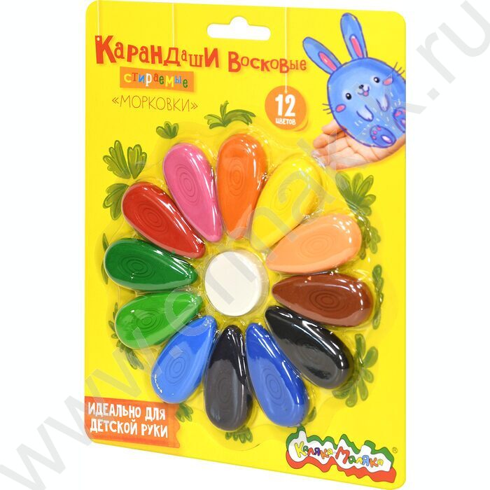 Мелки восковые 12цв "Морковки"  /фигурные /диаметр 23мм /европодвес | Фото 2