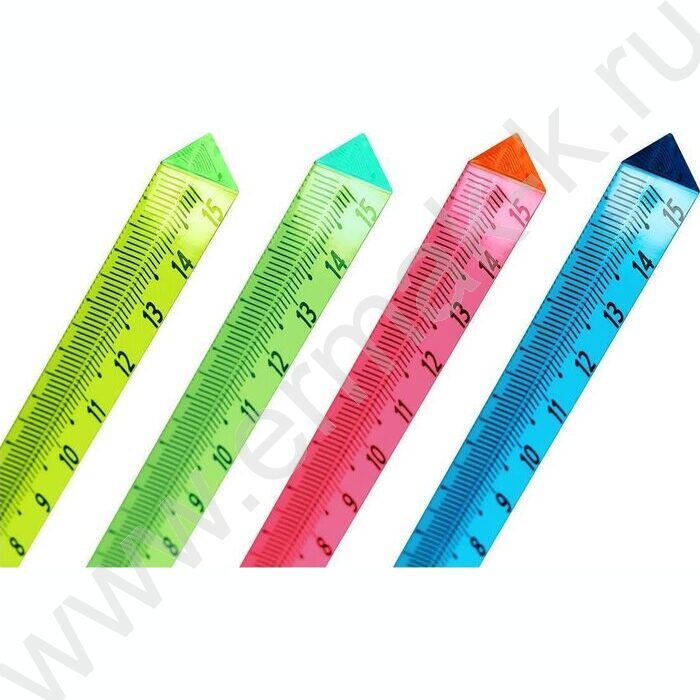 Линейка пл 15см трехгранная, прозрачная, неоновые цвета, ассорти /европодвес | Фото 3