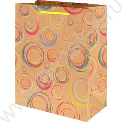 Пакет подарочный крафт (L) 150г 26,4*32,7*13,6см Разноцветные круги | Фото 2
