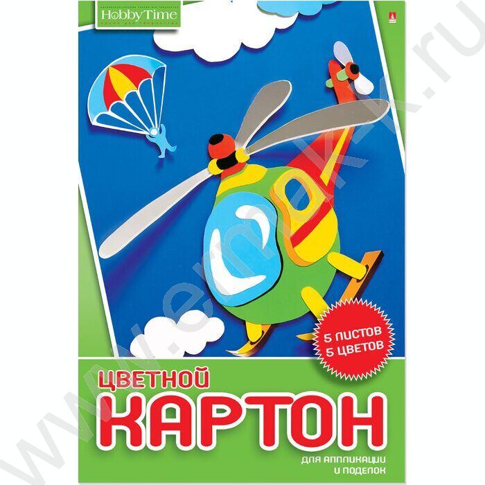 Картон цв. А4  5л/5цв Хобби тайм | Фото 3